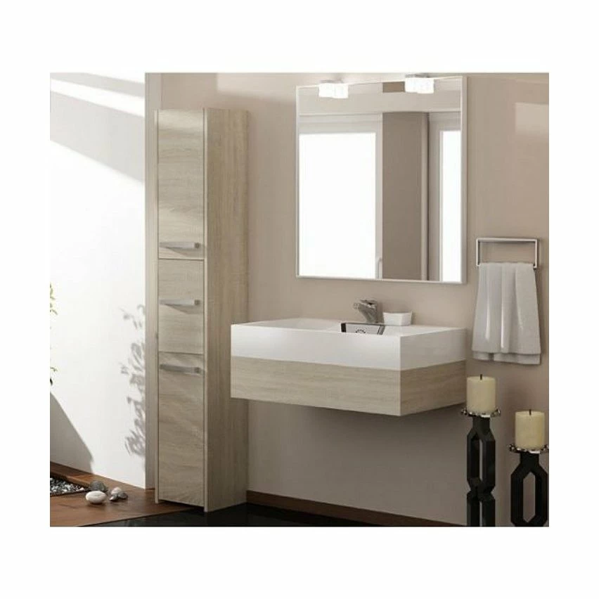 Vente flash 😉 Hucoco VERONA - Colonne de salle de bain 30x30x170 - Meuble de rangement salle de bain - Armoire Toilette - sonoma 💯 – Image 3