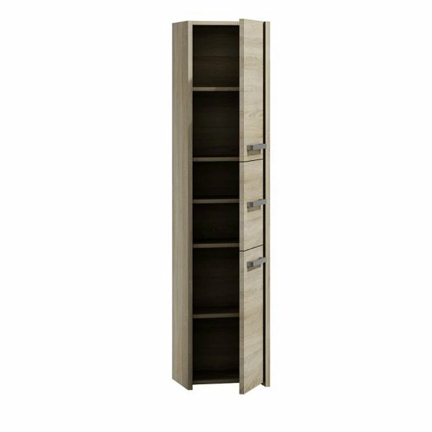 Bon marché ⭐ Hucoco VERONA - Armoire de salle de bains - 170x40x30 cm - Meuble colonne de rangement salle de bains toilette - Aspect bois - sonoma 😀 – Image 2