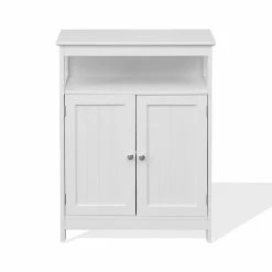 Tout neuf ⌛ Mobili Rebecca Rebecca Mobili Armoire de salle de bains avec 2 portes et étagère en bois blanc au design moderne ❤️