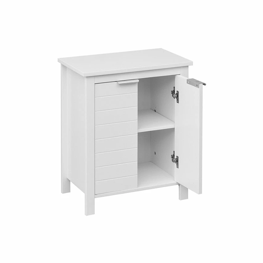 Nouveau 🛒 Mobili Rebecca Rebecca Mobili Armoire de salle de bains moderne à 2 portes et 2 étagères, en bois blanc, peu encombrante 👍 – Image 4