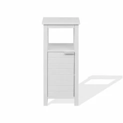 Budget 😍 Mobili Rebecca Rebecca Mobili Armoire de salle de bains à portes en bois blanc, peu encombrante ❤️
