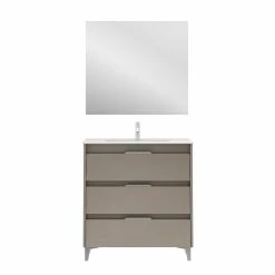 Les meilleures critiques de 🎉 Amizuva Meuble simple vasque SUKI avec tris tiroirs H.74 x L.80 x P.46 , effet Fumé sablé | Il comprend la vasque en céramique 🧨