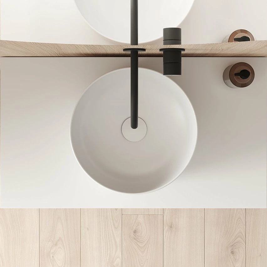 Remise 😉 Amizuva Ensemble de meuble, vasque et miroir YOKO TOPavec un tiroir et un niche H.56,5 x L.60 x P.46 , effet blanc brillant ⌛ – Image 5