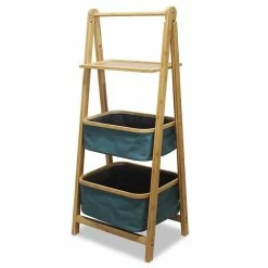 Le moins cher 🛒 Urban Living Étagère de salle de bain en bambou avec paniers 45x34xH109 cm 🧨