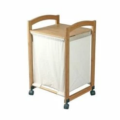 Meilleure vente ⌛ MSV Coffre à linge Bambou à roulettes ✔️