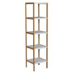 Remise ❤️ MSV Etagère Meuble de rangement 5 Niveaux Bambou & MDF Blanc 👍