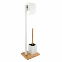 Bon marché ⭐ MSV Combiné Wc Bambou & Acier Blanc 🛒