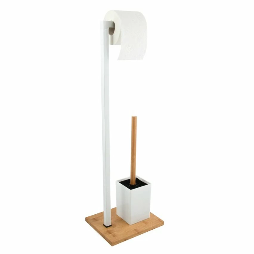 Bon marché ⭐ MSV Combiné Wc Bambou & Acier Blanc 🛒