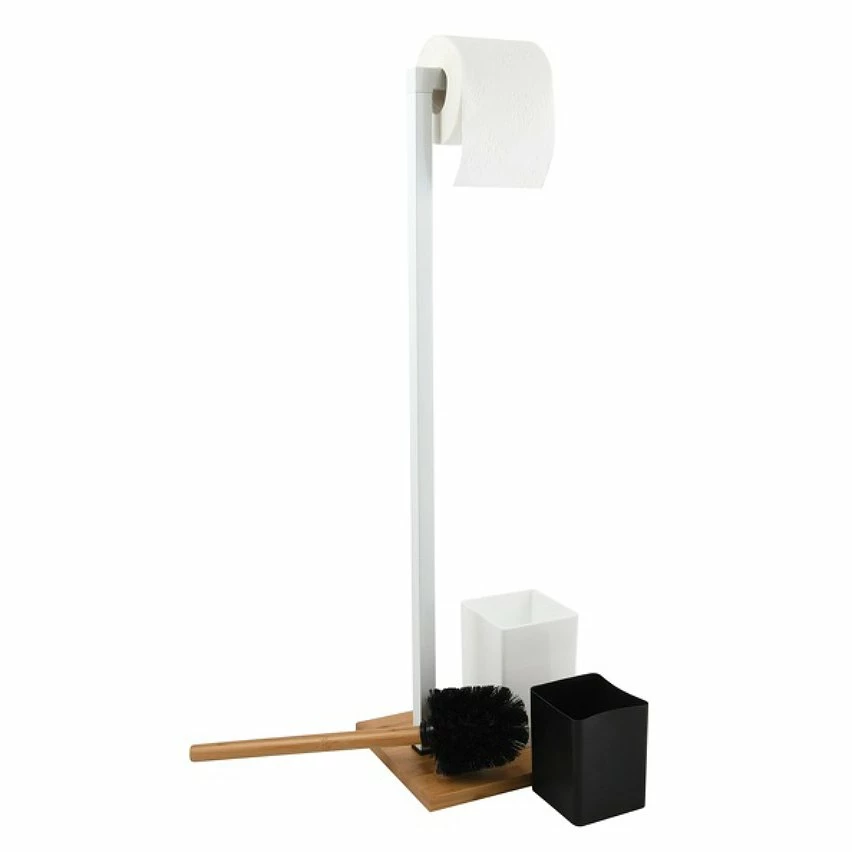 Bon marché ⭐ MSV Combiné Wc Bambou & Acier Blanc 🛒 – Image 2